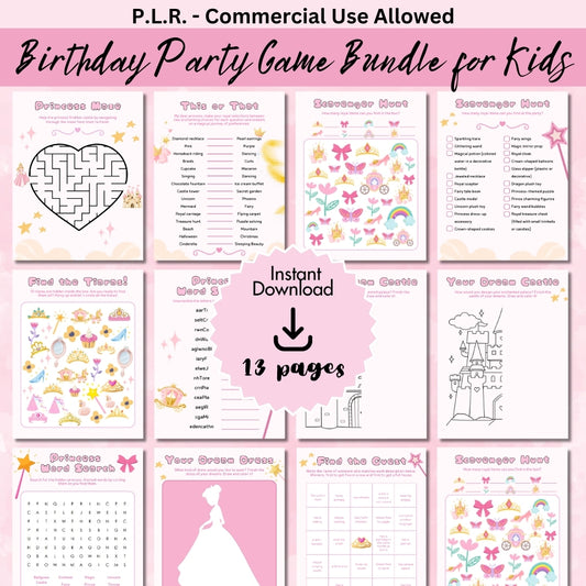 PLR Princess Birthday Party Game Bundle