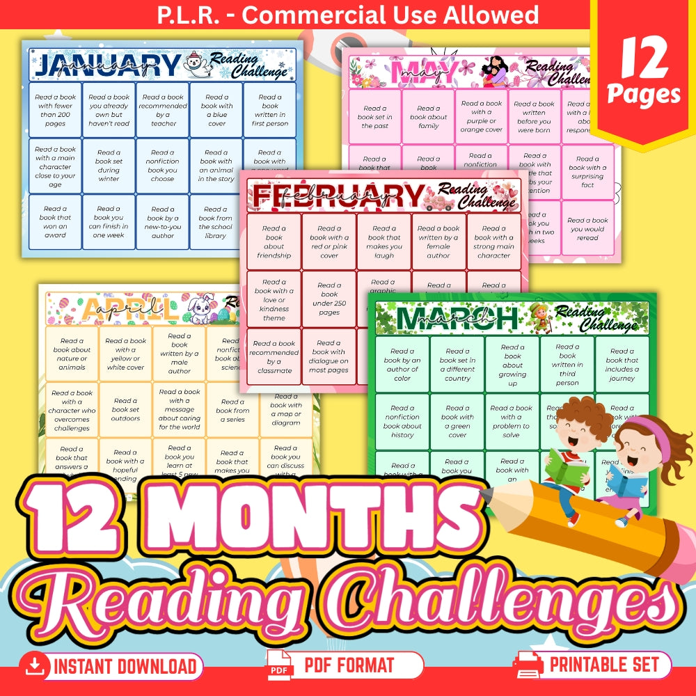 PLR Printable 12 Month Reading Challenge