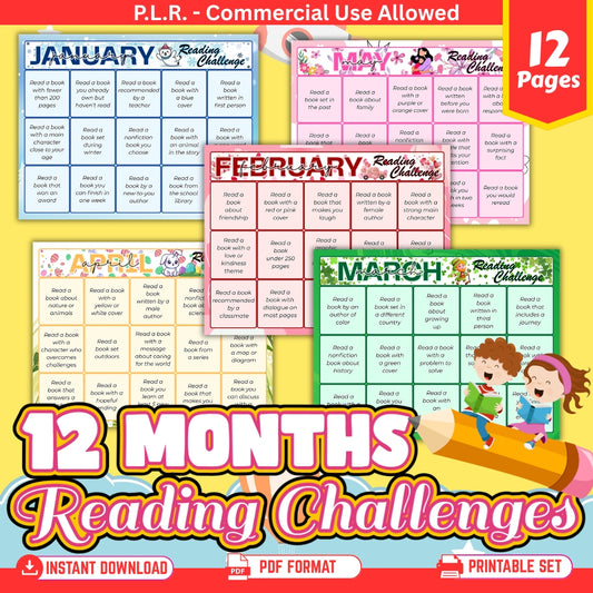 PLR Printable 12 Month Reading Challenge