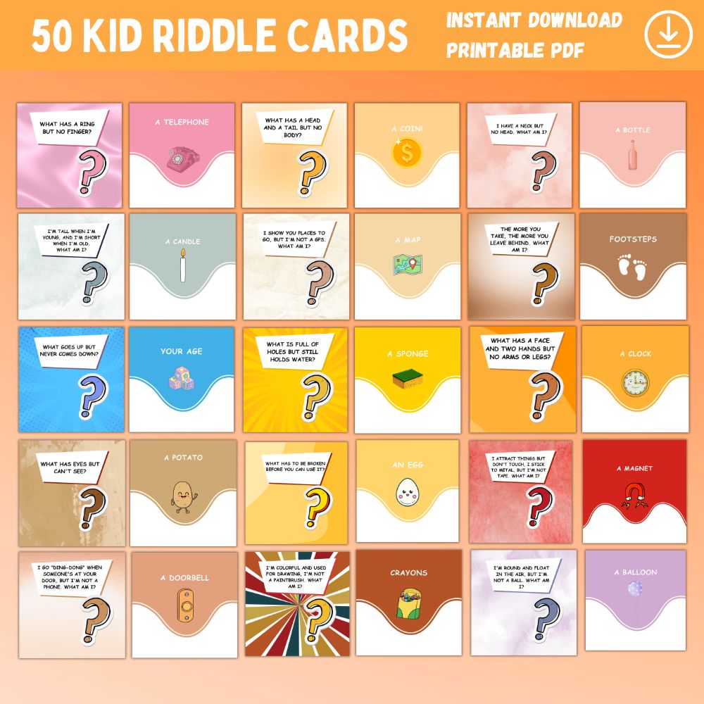 PLR 50 Kid Riddle Cards