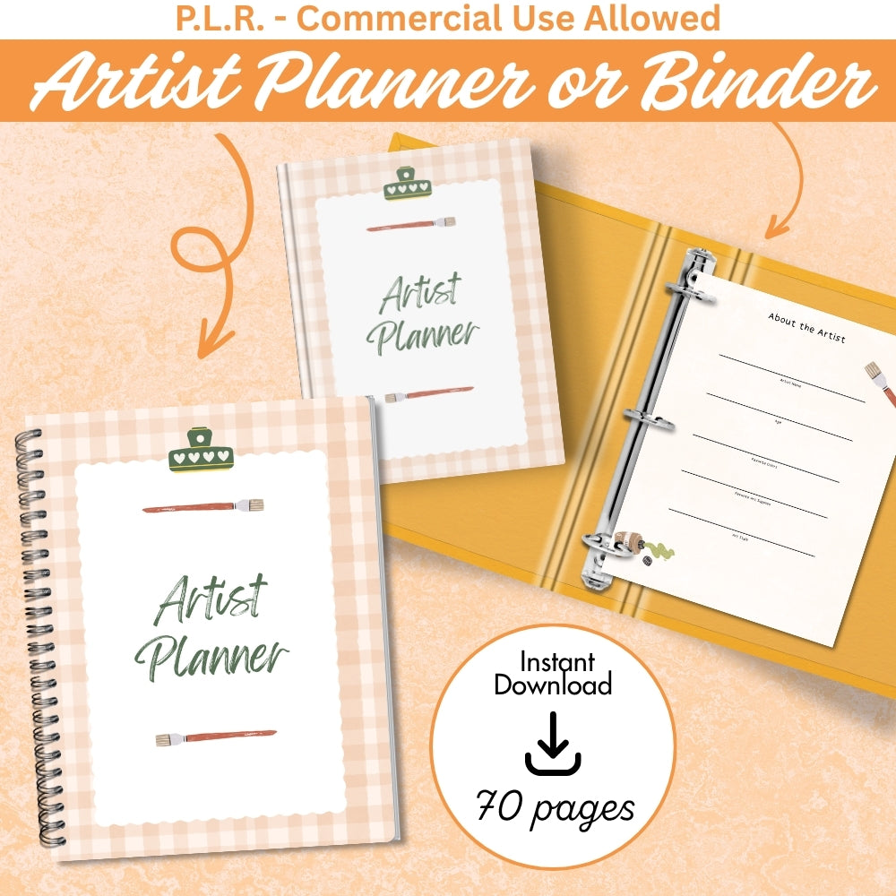 PLR Printable Artists Planner or Binder