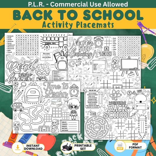 PLR Back to School Activity Placemats