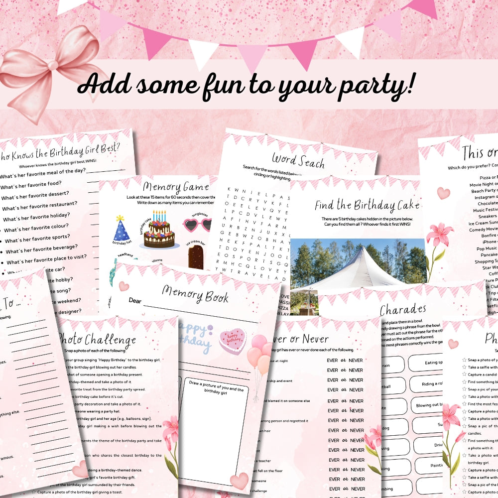 PLR Teen Birthday Party Game Bundle