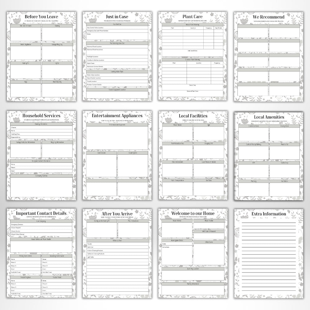 PLR Black and White House Sitter Planner