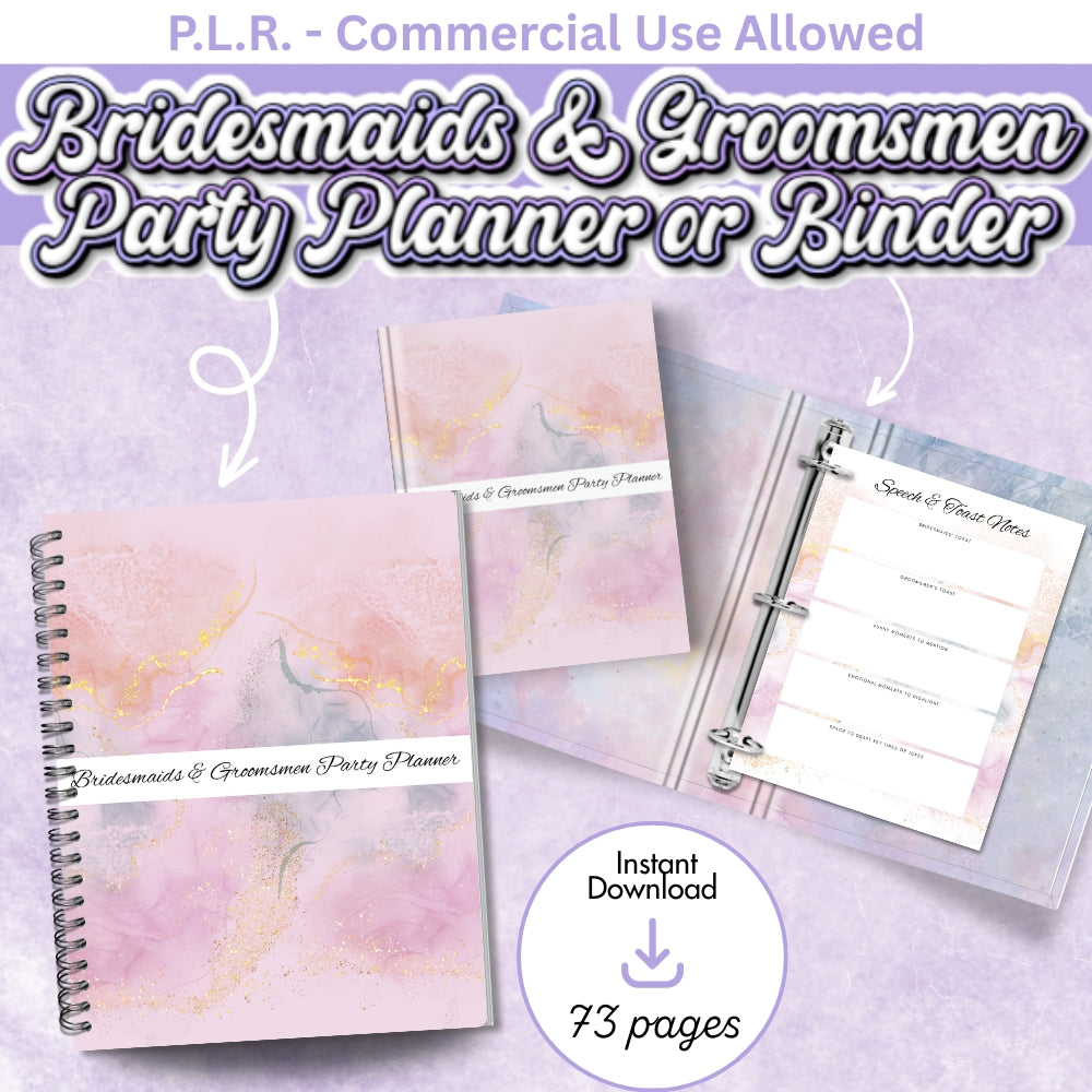 PLR Printable Bridesmaids and Groomsmen Party Planner