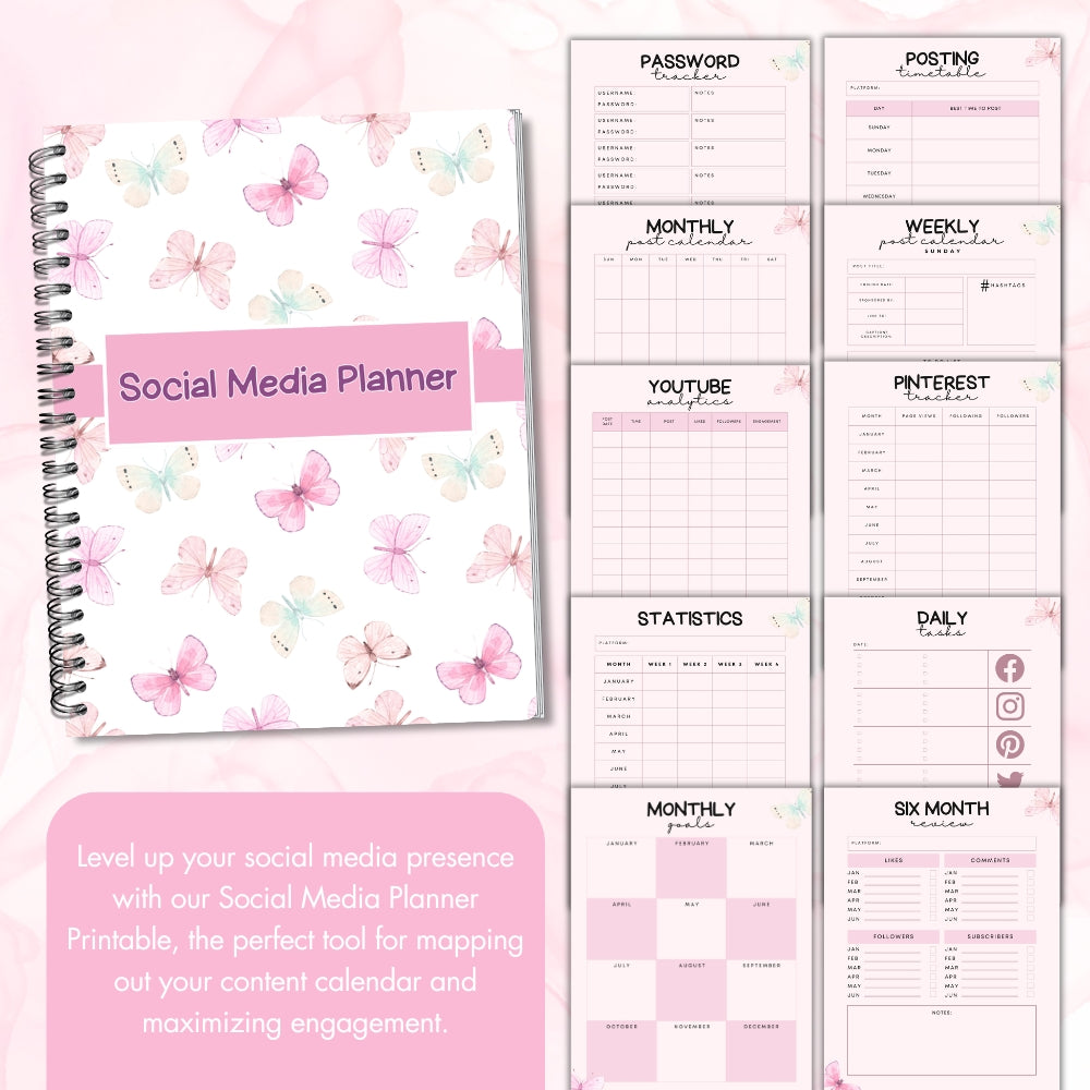 PLR Social Media Planner - Butterfly Theme