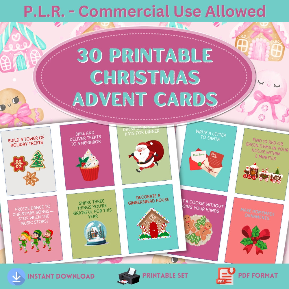 PLR Printable Christmas Advent Cards