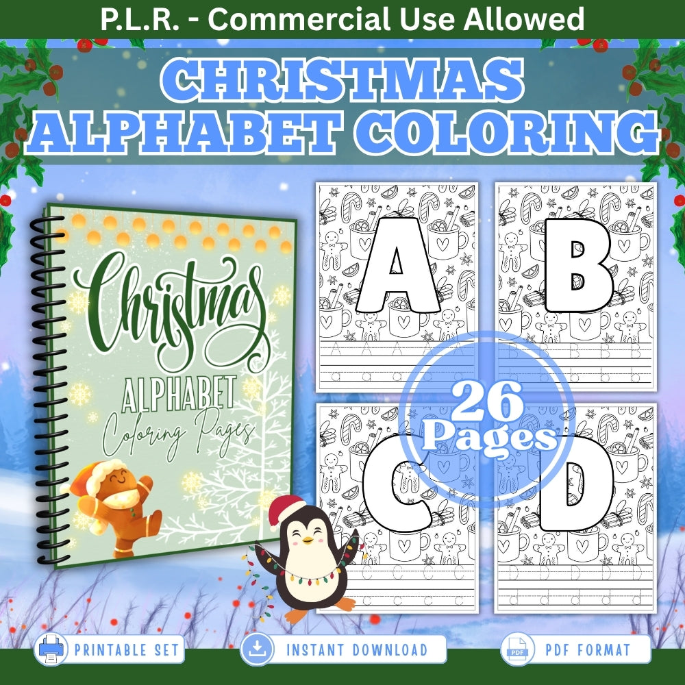 PLR Printable Christmas Alphabet Coloring Pages