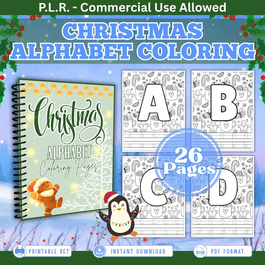 PLR Printable Christmas Alphabet Coloring Pages