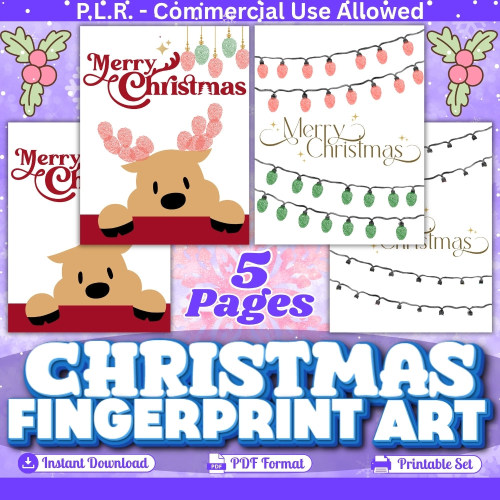 PLR Printable Christmas Fingerprint Art