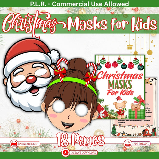 PLR Printable Christmas Masks for Kids