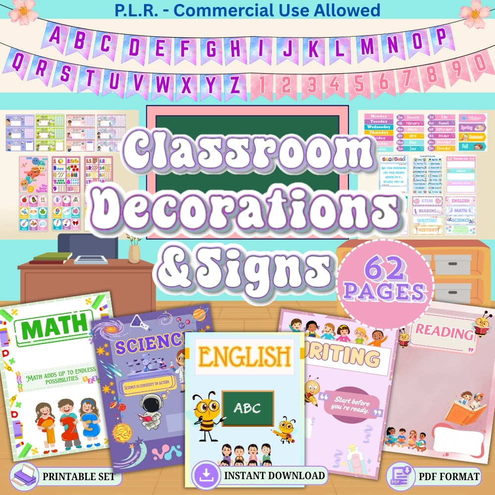 PLR Printable Classroom Decor and Labels