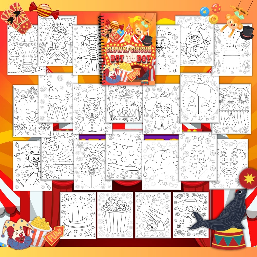 PLR Printable Clown/Circus Dot to Dot