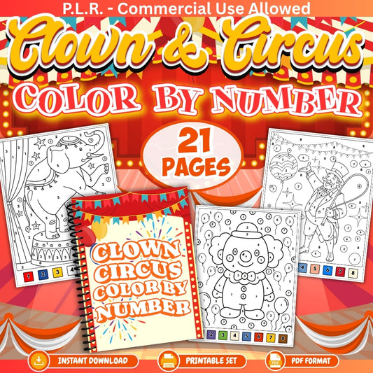 PLR Printable Clown/Circus Color by Number