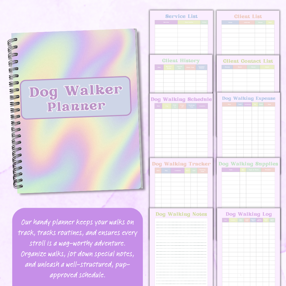 PLR Colorful Dog Walker Planner