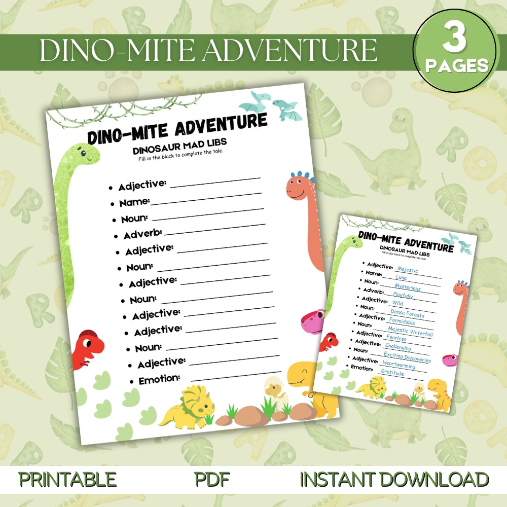 PLR Dinosaur Mad Lib