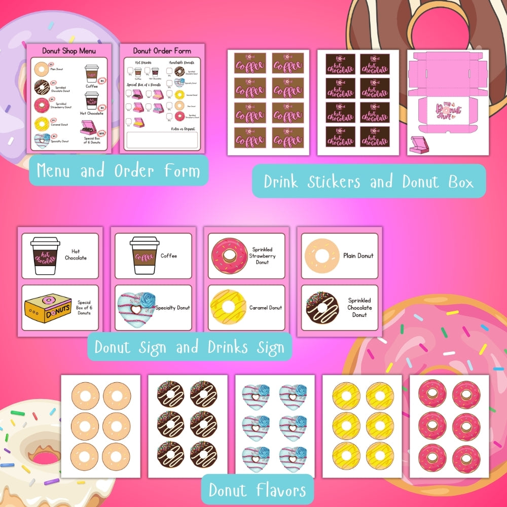 PLR Donut Shop Pretend Play Printables Set