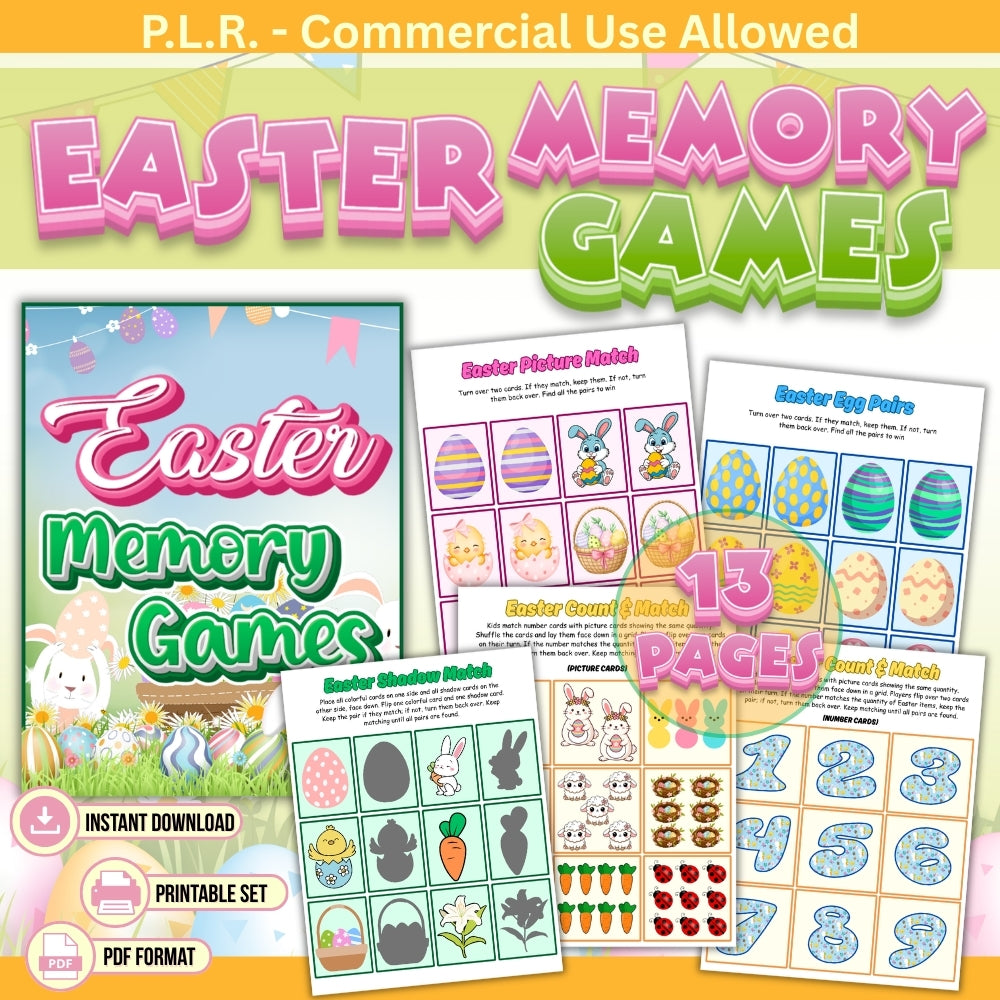 PLR Printable Easter Memory Game