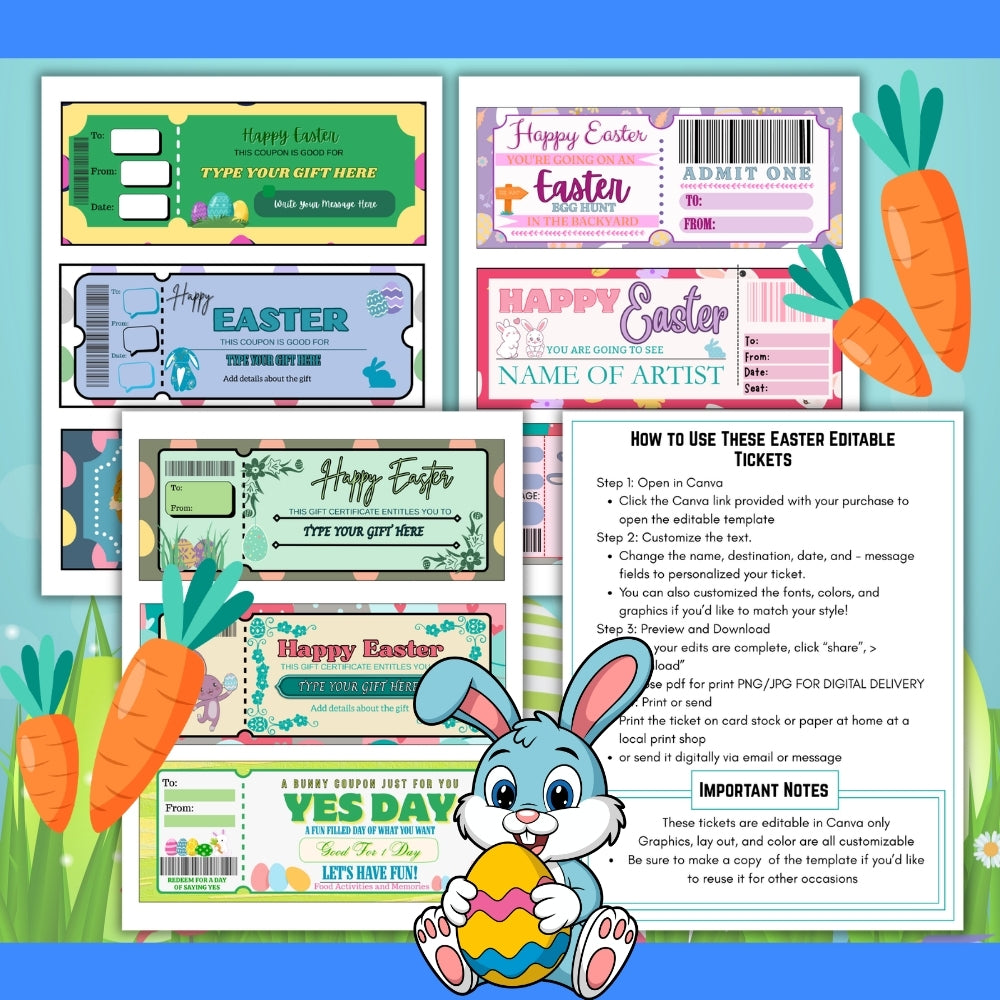 PLR Editable Easter Tickets