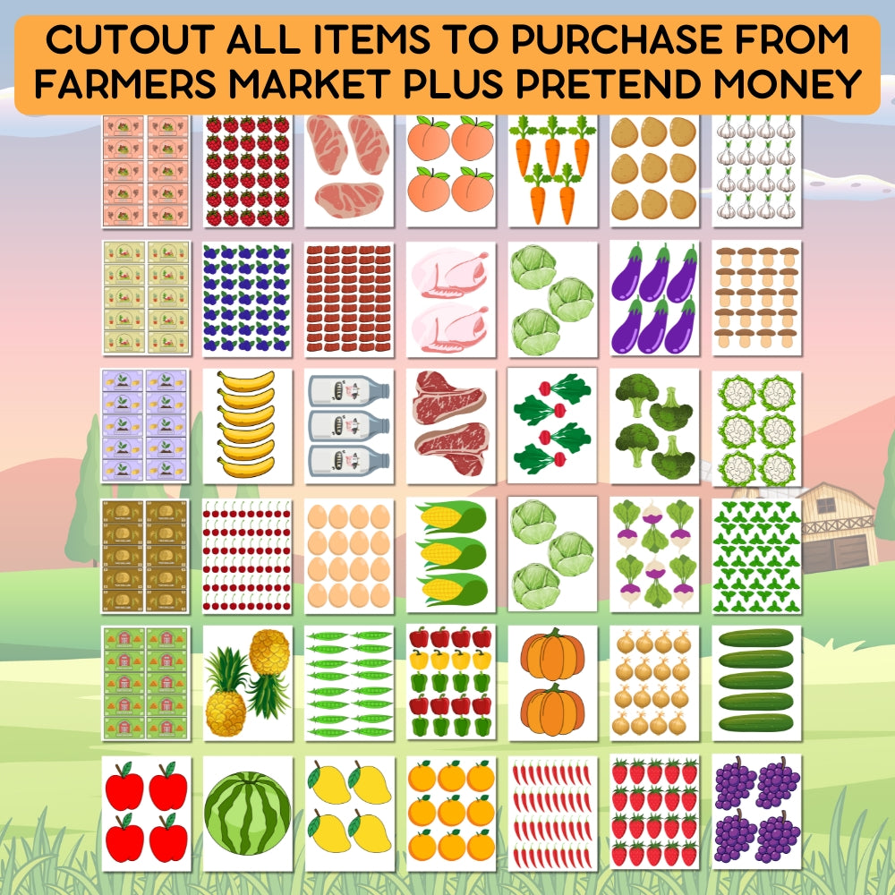 PLR Farmers Market Pretend Play Printables Set