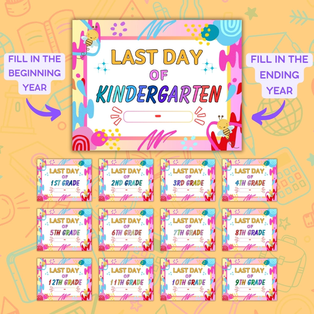 PLR First Day & Last Day of School Signs - Orange