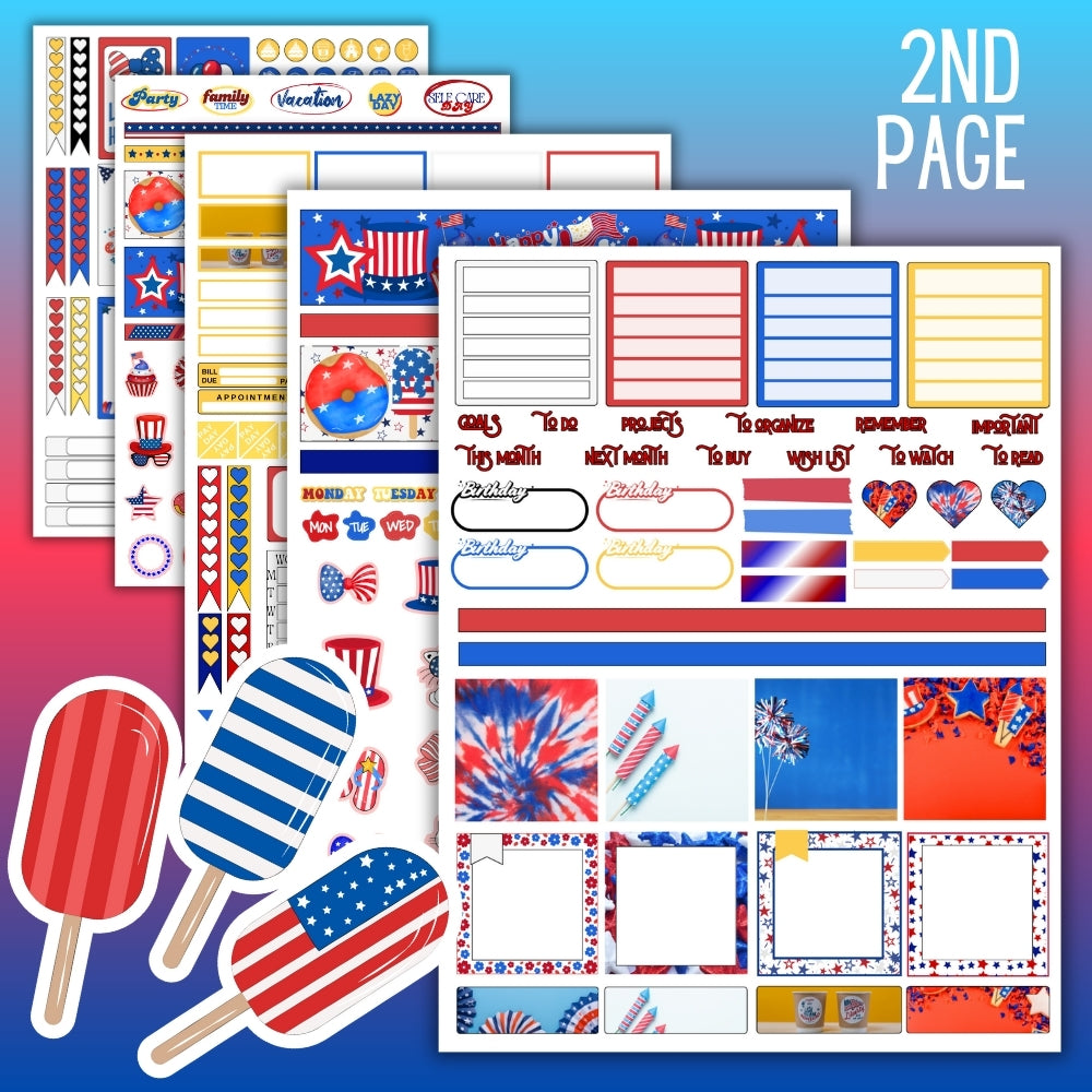 PLR 4th of July Planner Sticker Set