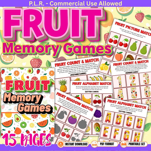PLR Printable Fruit Memory Games