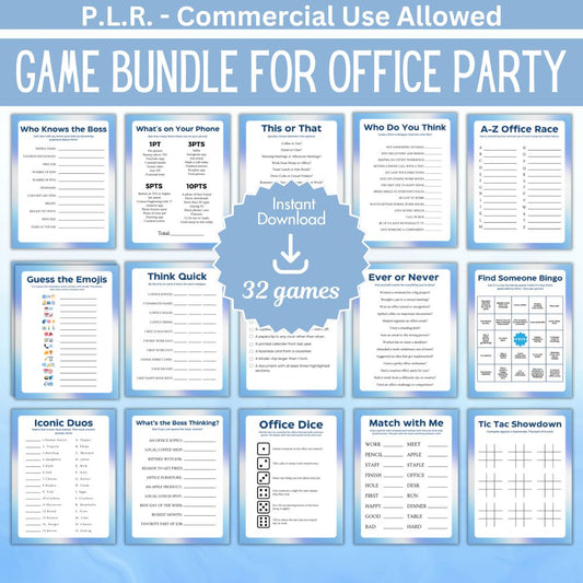 PLR Printable Office Party Game Bundle