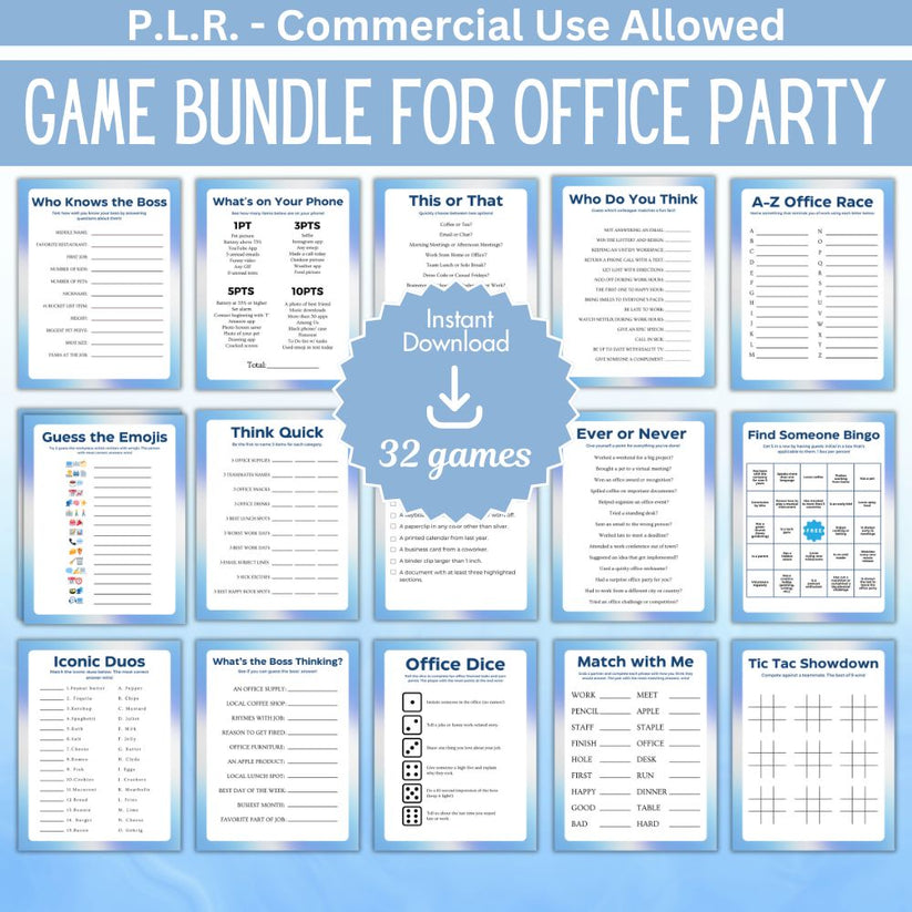 PLR Printable Office Party Game Bundle – plr-printables-store