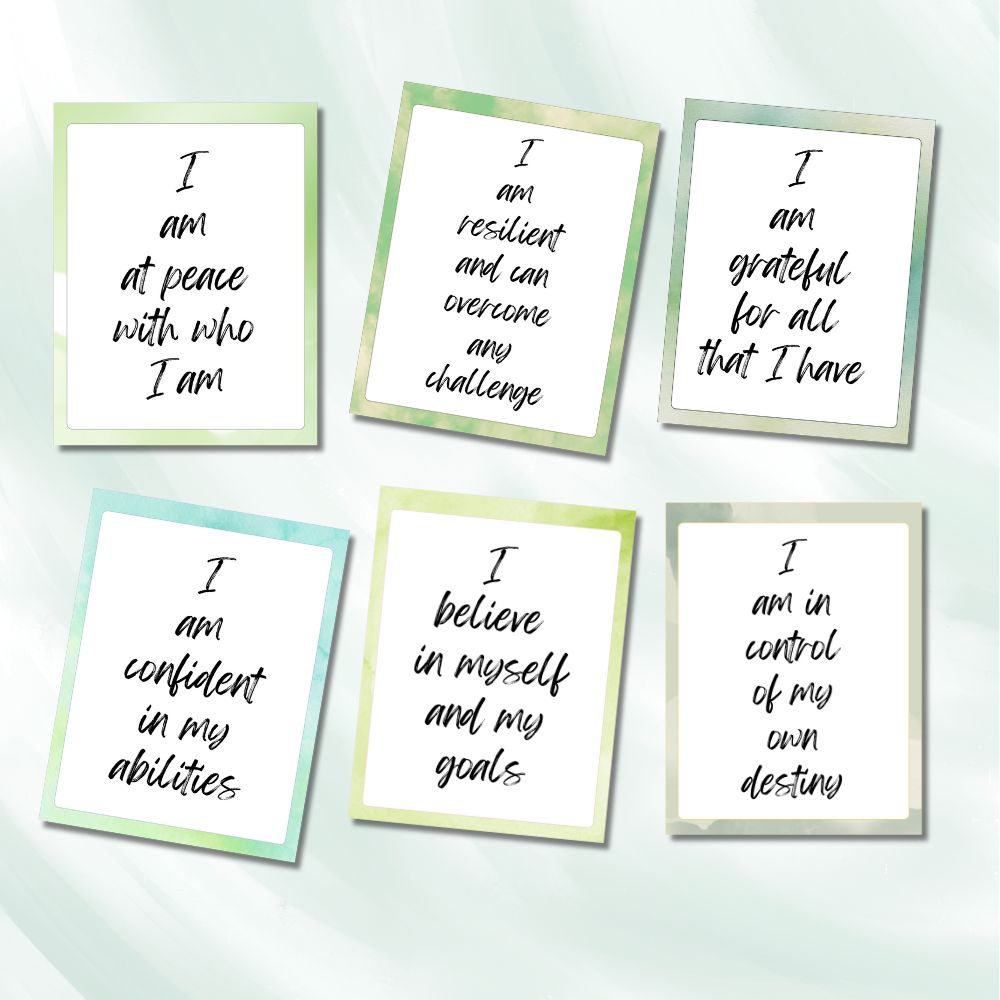 PLR Green Affirmation Card Bundle