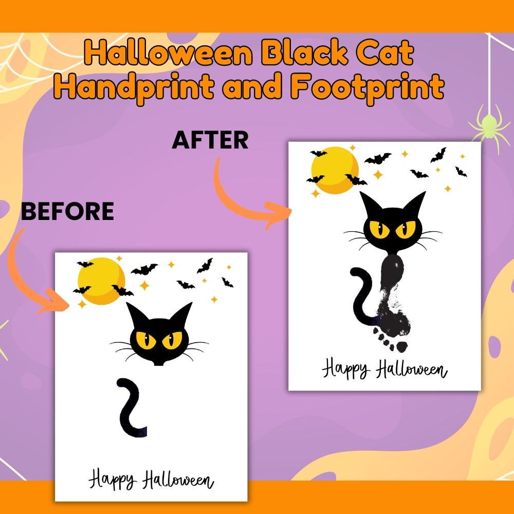 PLR Halloween Black Cat Handprint and Footprint Kid Craft