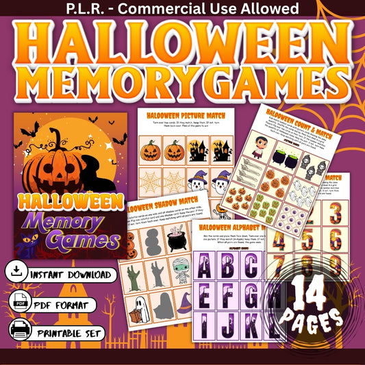 PLR Printable Halloween Memory Games