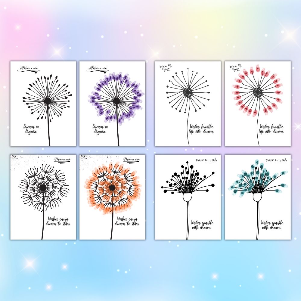 PLR Kid Fingerprint Dandelion Printable Craft