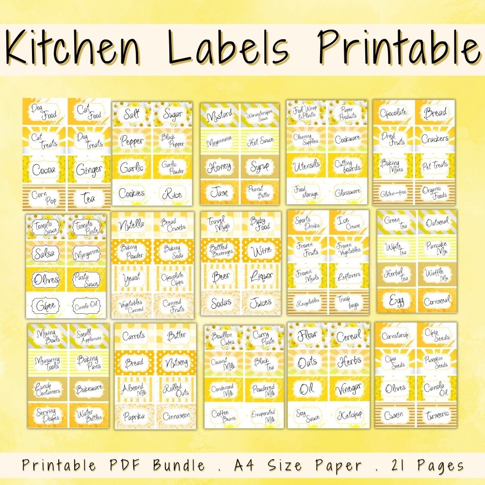 PLR Yellow Kitchen Labels – plr-printables-store