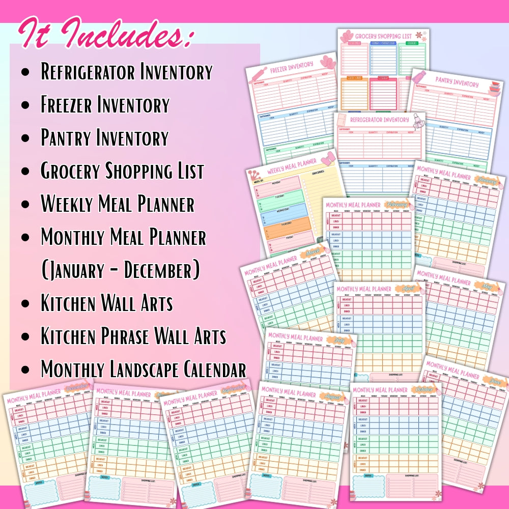 PLR Printable Kitchen Organization Pages