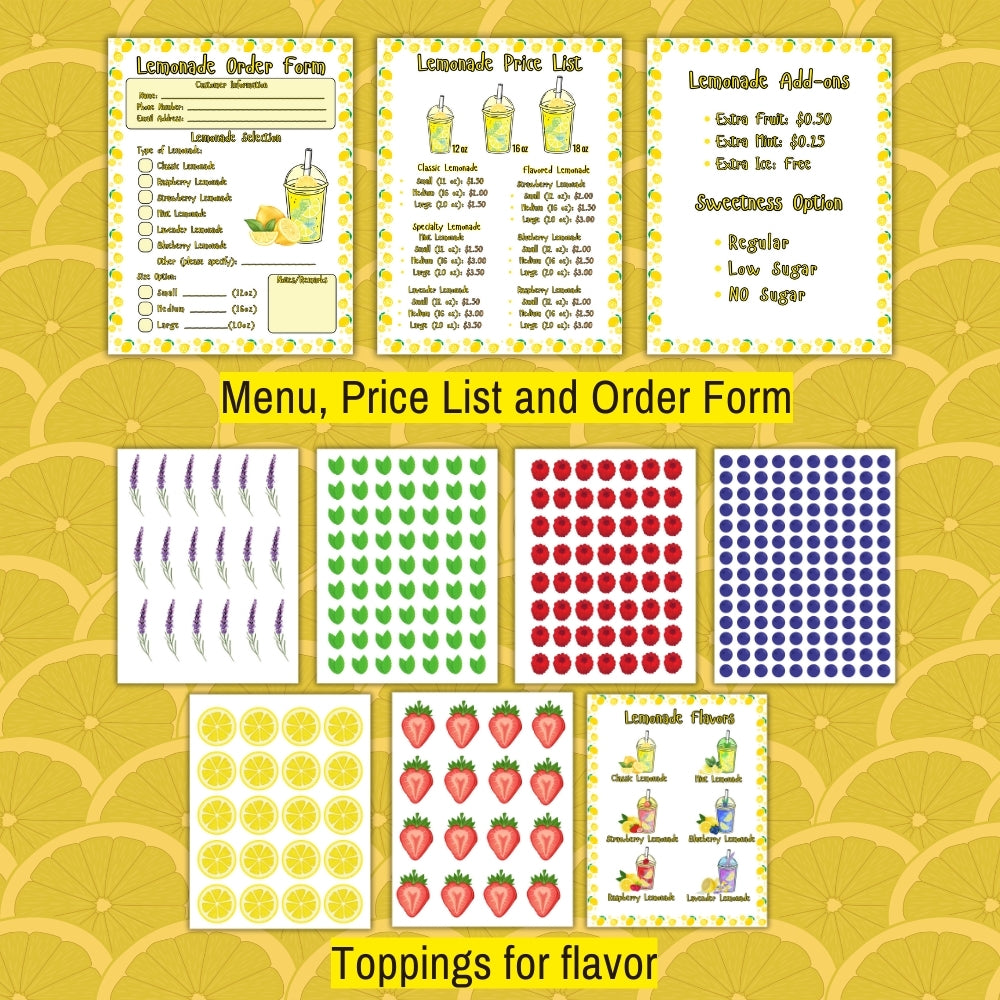 PLR Lemonade Stand Pretend Play Printables Set