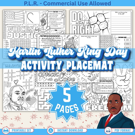 PLR Martin Luther King Day Activity Placemats