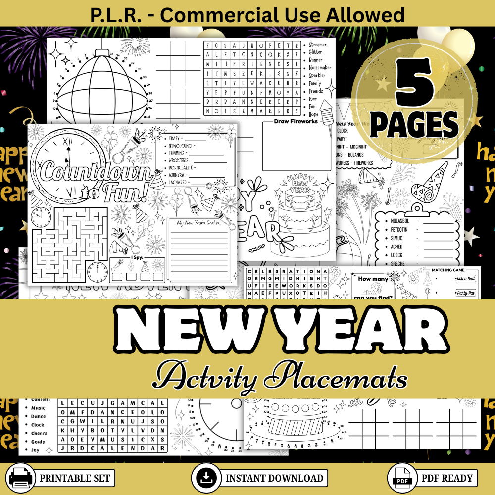 PLR New Year Activity Placemats