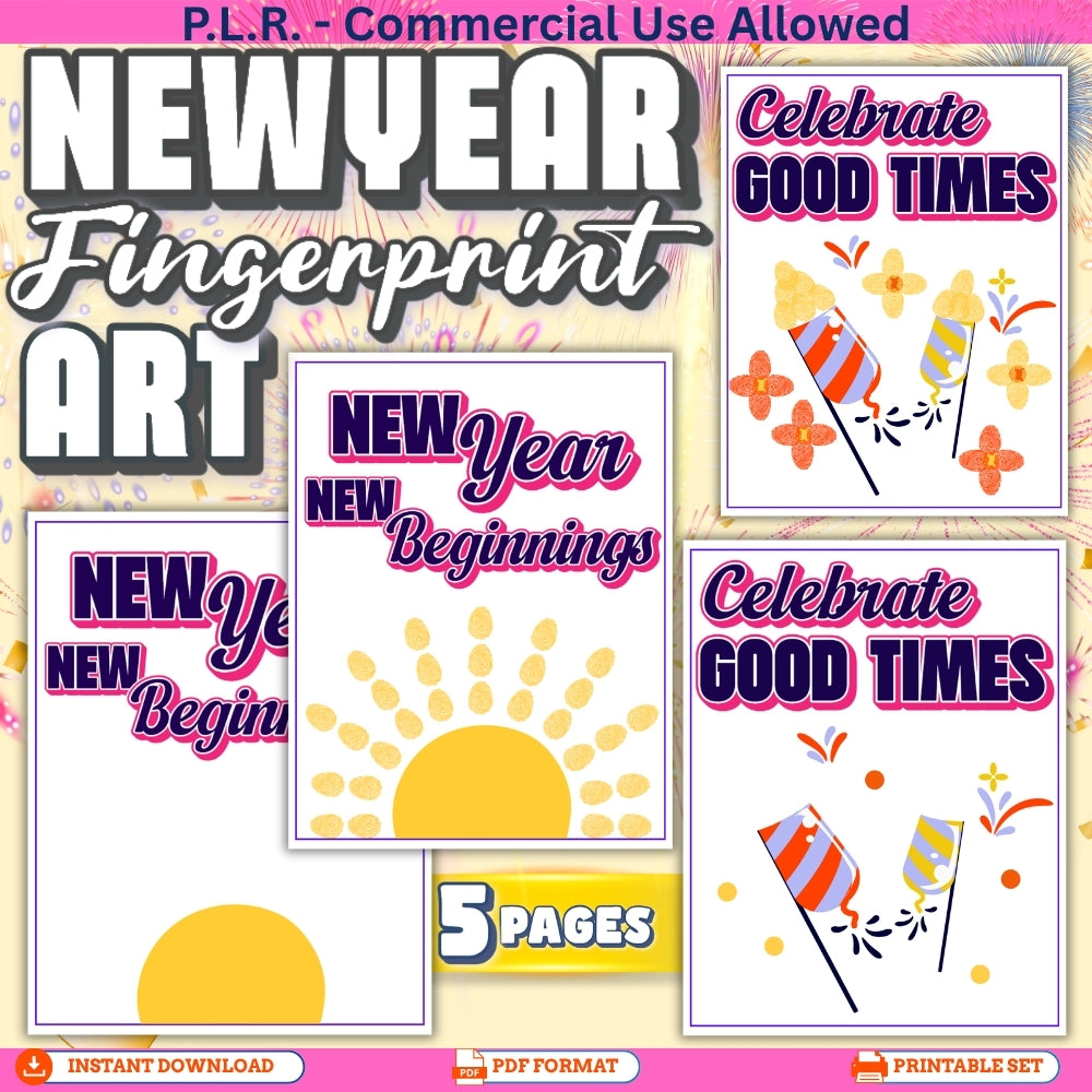 PLR Printable New Year Fingerprint Art