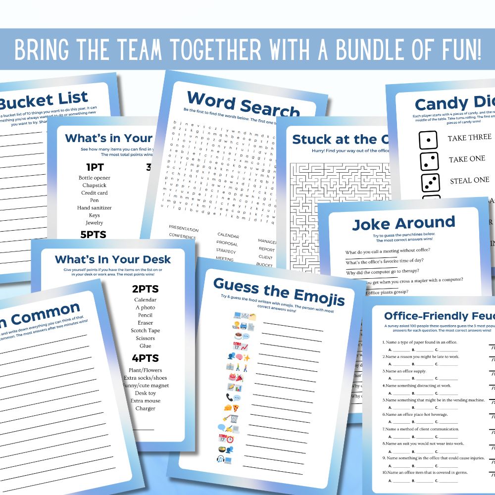 PLR Printable Office Party Game Bundle