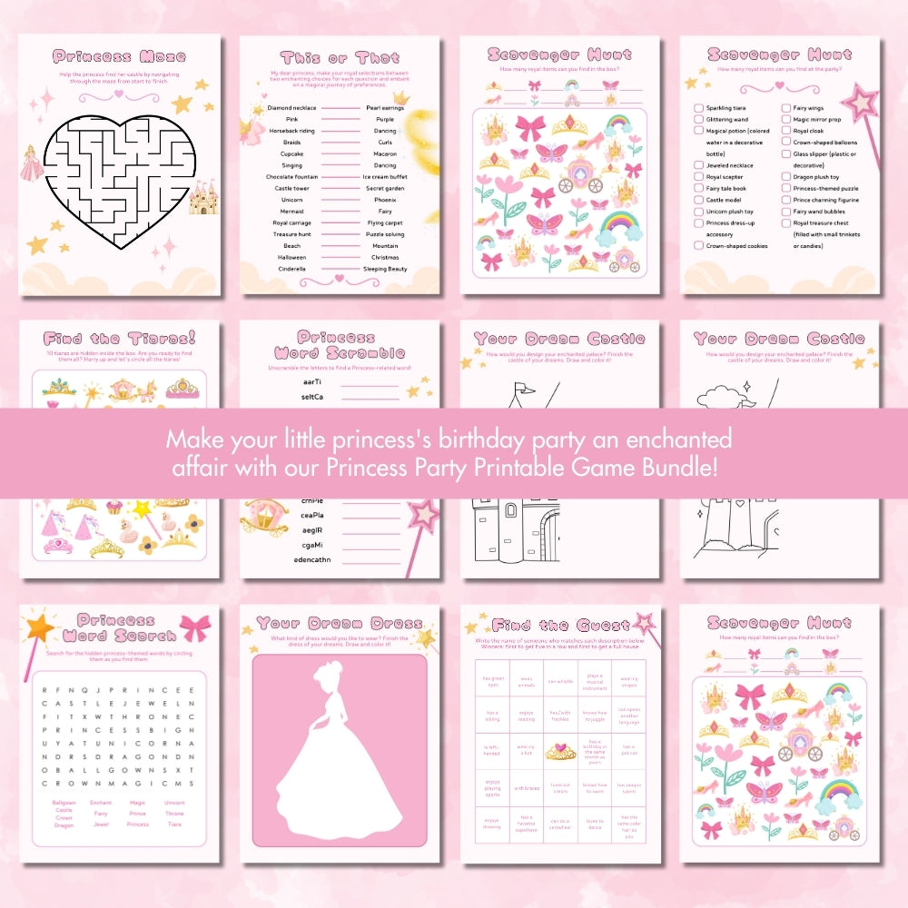 PLR Princess Birthday Party Game Bundle