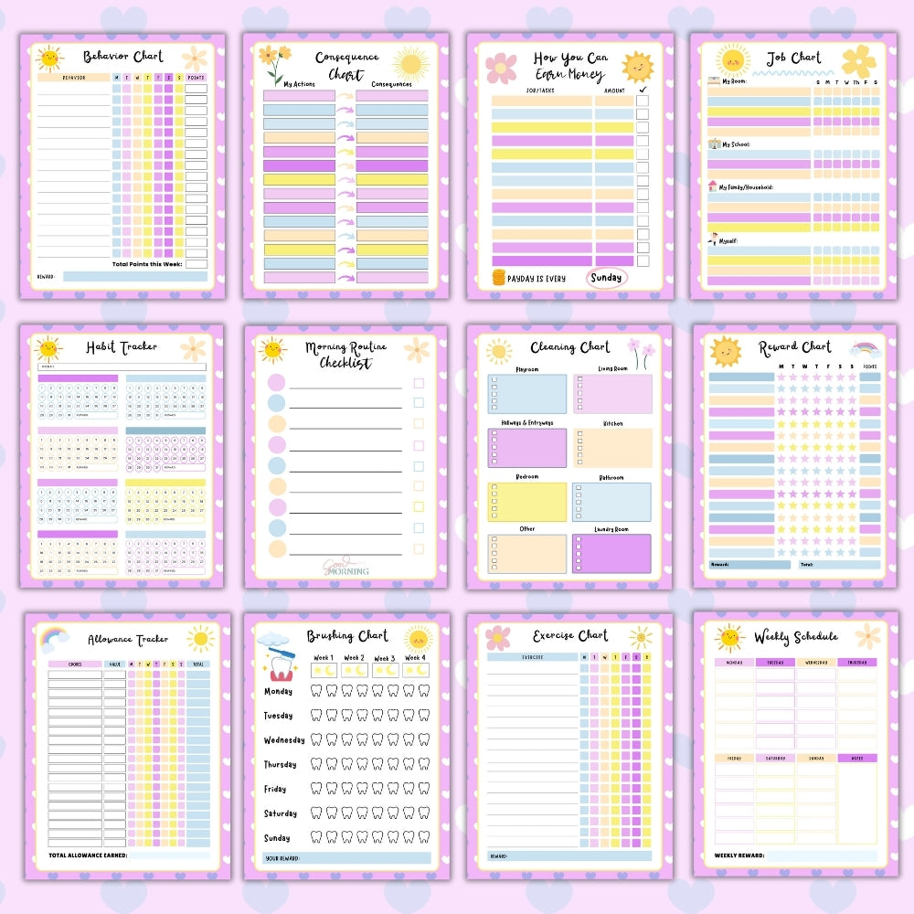 PLR Purple Kids Chore Chart – plr-printables-store