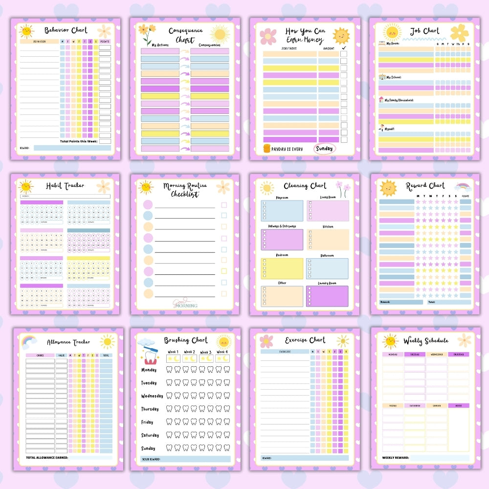 PLR Purple Kids Chore Chart
