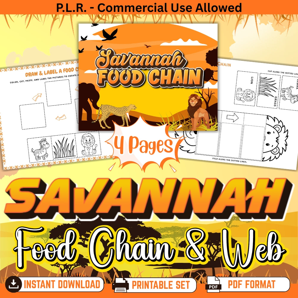 PLR Printable Savannah Food Web and Food Chain
