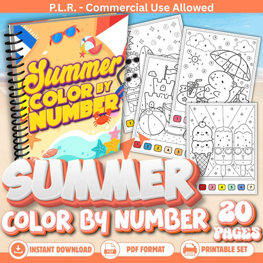PLR Printable Summer Color by Number