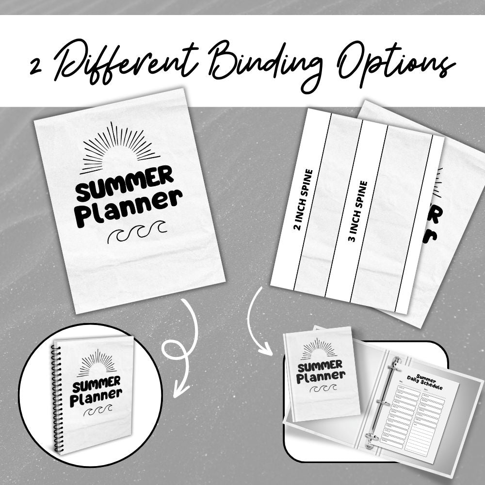 PLR Summer Planner in Black and White