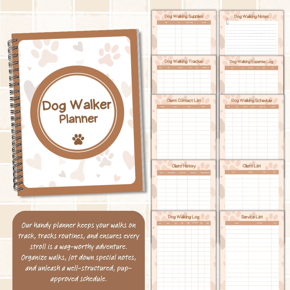 PLR Tan Dog Walker Planner