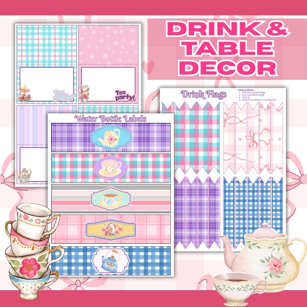 PLR Printable Tea Party Birthday Party Bundle