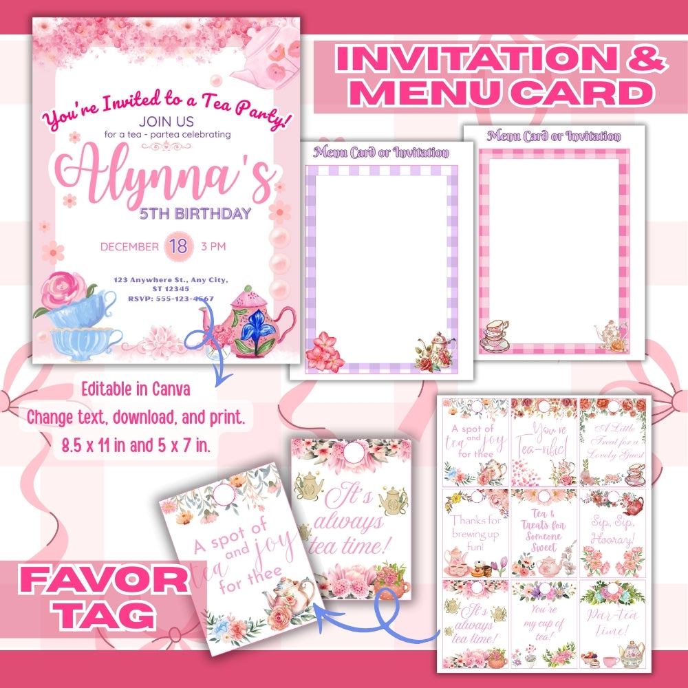 PLR Printable Tea Party Birthday Party Bundle