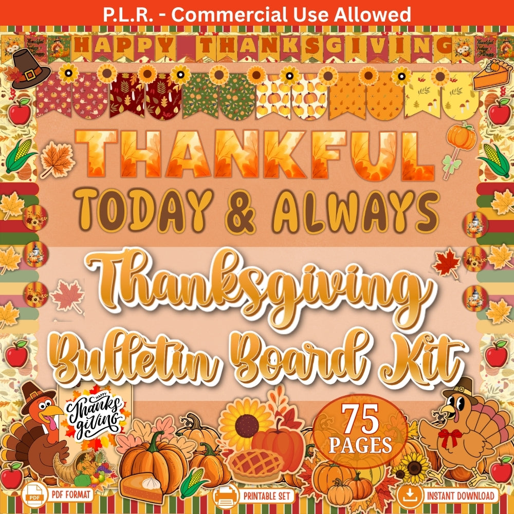 PLR Printable Thanksgiving Bulletin Board Kit